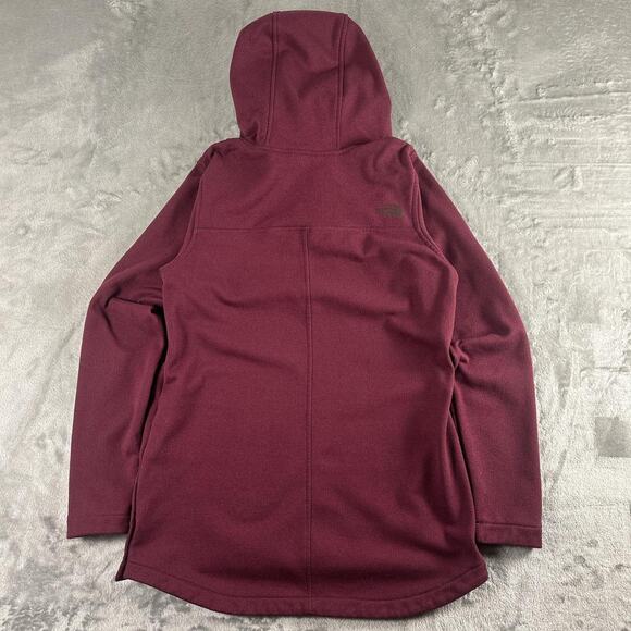 The North Face Fleece Hoodie Pull Over 1/4 Snap Buttons Dark Red Hiking Womens S - Picture 2 of 8